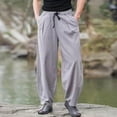 thumbnail image 1 of Yaoyar Men's Solid Casual Pants Drop Crotch Harem Fit Wide Leg with Pockets Lightweight for Lounge Beach Trousers,XXXXXL,Gray, 1 of 4