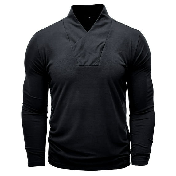 Yaoyar Men's Solid Color Bag Collar Outdoor Sports Base Shirt Long Sleeved T-shirt Top