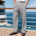 thumbnail image 1 of Yaoyar Men's Solid Color Breathable Beach Casual Pants with Elastic Drawstring Waist Wide Leg Fit and Side Pockets Long Pants,L,Gray, 1 of 7