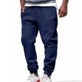 thumbnail image 1 of Yaoyar Men's Solid Color Breathable Jogging Training Athletic Sweatpants Drawstring Waist with Pockets Stretch Fabric Elastic Cuff Trousers,XXXL,Navy, 1 of 8