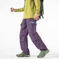 thumbnail image 1 of Yaoyar Men's Solid Color Camping Hiking Athletic Pants Drawstring Waist Zipper Multi-Pocket Cargo Design for Outdoor Trekking Long Pants,M,Purple, 1 of 7