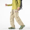 thumbnail image 1 of Yaoyar Men's Solid Color Camping Hiking Athletic Pants Drawstring Waist Zipper Multi-Pocket Cargo Design for Outdoor Trekking Long Pants,XL,Khaki, 1 of 7
