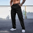 thumbnail image 1 of Yaoyar Men's Solid Color Cargo Work Pants Button Front Waist Outdoor Casual Straight Leg Comfortable Daily Wear Trousers,S,Black, 1 of 6