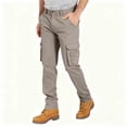 thumbnail image 1 of Yaoyar Men's Solid Color Fashion Casual Cargo Pants Loose Fit Outdoor Design with Button Detail and Multiple Utility Pockets Long Trousers,M,Beige, 1 of 5