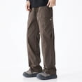 thumbnail image 1 of Yaoyar Men's Solid Color Loose Technical Cargo Trousers with Drawstring Pockets Utility Design Functional Long Pants,XXXL,Coffee, 1 of 7
