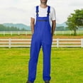 thumbnail image 1 of Yaoyar Men's Solid Color Multi Pocket Utility Overalls with Suspenders Durable Workwear Design for Labor and Service Duty Overalls,L,Blue, 1 of 5