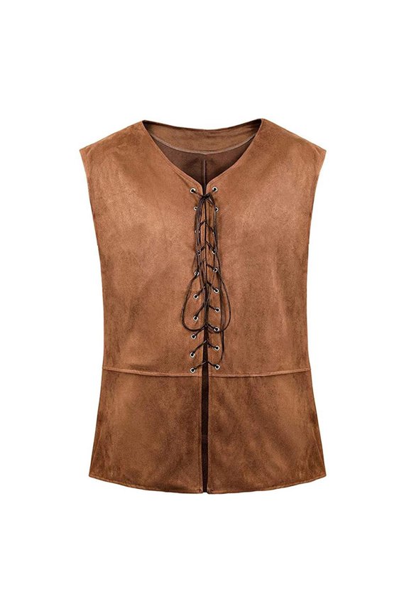 Men's Solid Color Retro Casual Drawstring Waist Vest Stylish Sleeveless Top Versatile Daily Wear Layered Activewear Classic Vest