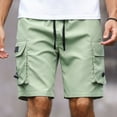 thumbnail image 1 of Yaoyar Men's Solid Color Summer Work Shorts Loose Fit Extended Sizes Multiple Pocket Detail Casual Utility Shorts,Green,S, 1 of 7