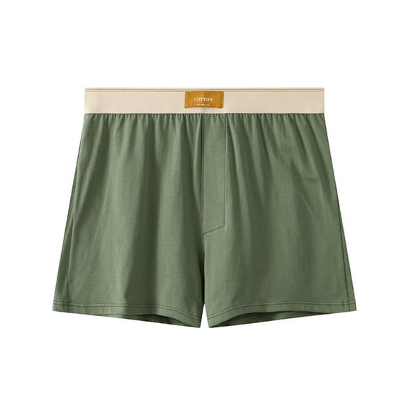 Yaoyar Men's Solid Color boxer Elastic Waist Boxers shorts cotton loose fit Home Pants Shorts Army Green 3XL