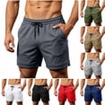 thumbnail image 1 of Yaoyar Men's Solid Drawstring Waist Quick Dry Running Shorts with Side Split Hem Pockets, Breathable Lightweight Fitness Jogger Sweatpants, 1 of 9