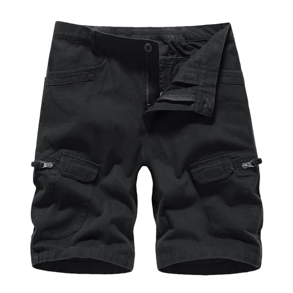 Yaoyar Men's Solid Lightweight Zipper Button Multi Pocket Casual Outdoor Cargo Shorts