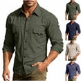 thumbnail image 1 of Yaoyar Men's Solid Performance Long Sleeve Button Down Camp Collar Back Ventilated Mesh Pockets Relaxed Tactical Cooling Work Shirt, 1 of 9