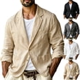 thumbnail image 1 of Yaoyar Men's Solid Pocket Single Breasted Two Button Cotton Linen Blazer Jacket Soft Breathable Lightweight Casual Work Coat, 1 of 9