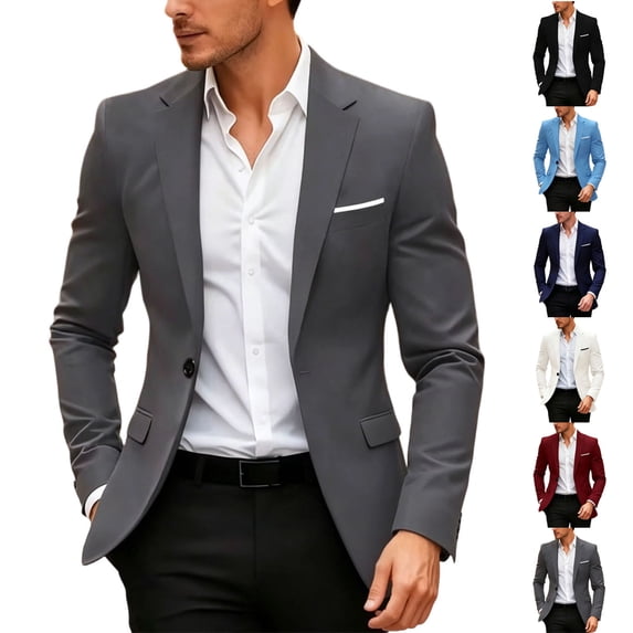Yaoyar Men's Solid Pocket Single Button Blazer Jacket Soft Breathable Lightweight Casual Work Office Sport Coat