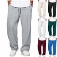 thumbnail image 1 of Yaoyar Men's Solid Waffle Drawstring Waist Straight Pants, Loose Casual Trousers with Pockets for Sporty Street Style, 1 of 6