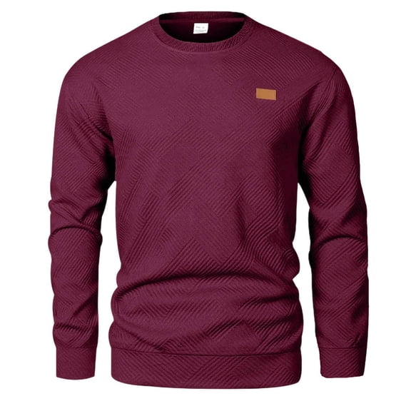 Yaoyar Men's Sports Casual Top Round Neck Solid Color Knitted Sweater Long Sleeved Sweatshirt Versatile Hooded Sweatshirt