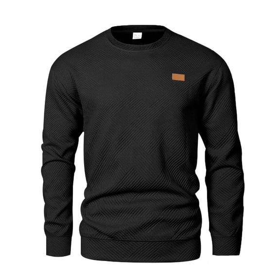 Yaoyar Men's Sports Casual Top Round Neck Solid Color Knitted Sweater Long Sleeved Sweatshirt Versatile Hooded Sweatshirt