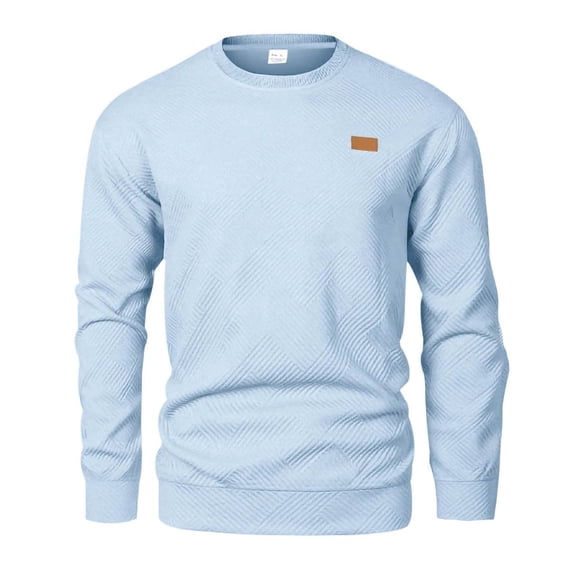 Yaoyar Men's Sports Casual Top Round Neck Solid Color Knitted Sweater Long Sleeved Sweatshirt Versatile Hooded Sweatshirt