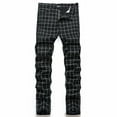 thumbnail image 1 of Yaoyar Men's Stretch Dress Pants Striped Plaid Slim Fit Straight-Leg Suit Pant Business Formal Classic Full Length Trouser(Black,4XL), 1 of 6
