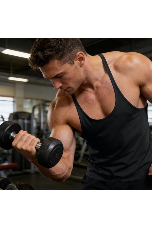 Men's Stringer Tank Tops Muscule Cut Bodybuilding Gym Vest Y-Back Workout Sleeveless T-Shirt