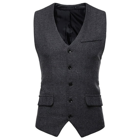 Yaoyar Men's Suit Vest Business Winter Formal Dress Waistcoat Solid Color Vest for Suit Tuxedo Suit Waistcoat Vest Jacket Coat Black L