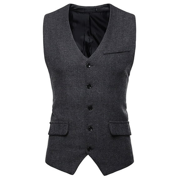 Yaoyar Men's Suit Vest Business Winter Formal Dress Waistcoat Solid Color Vest for Suit Tuxedo Suit Waistcoat Vest Jacket Coat Black XL