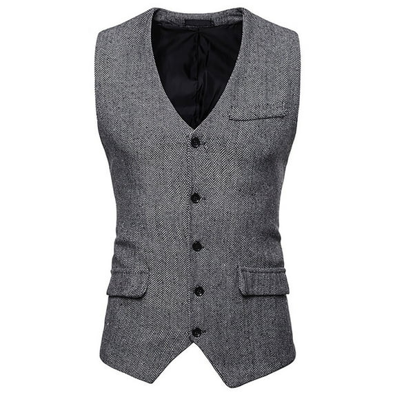 Yaoyar Men's Suit Vest Business Winter Formal Dress Waistcoat Solid Color Vest for Suit Tuxedo Suit Waistcoat Vest Jacket Coat Gray M