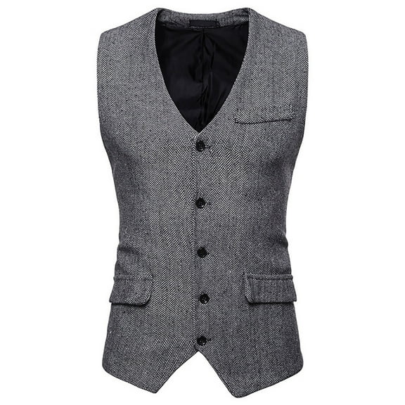 Yaoyar Men's Suit Vest Business Winter Formal Dress Waistcoat Solid Color Vest for Suit Tuxedo Suit Waistcoat Vest Jacket Coat Gray S