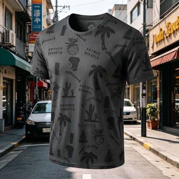 Yaoyar Men's Summer Breathable Cooling Beach Vacation Loose Relaxed Short Sleeve Soft Lightweight Top