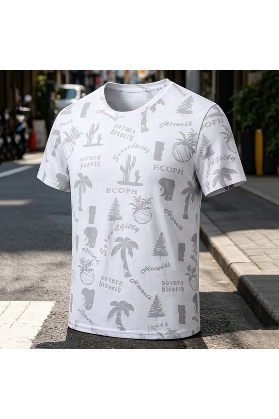 Men's Summer Breathable Cooling Beach Vacation Loose Relaxed Short Sleeve Soft Lightweight Top