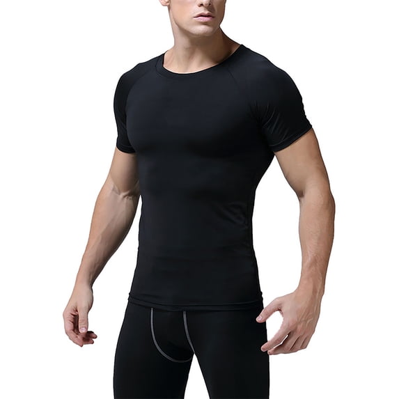 Yaoyar Men's Summer Short Sleeves Shirt Casual Crewneck Tees Solid Color Fitting Sport Train Short Sleeved Round Neck Shirts Dry Fit Tops,Black,XL