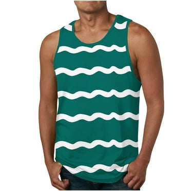 Yaoyar Men's Summer Sleeveless Striped Tank Tops Crewneck Solid Loose Fit Sports Workout Tank Tops