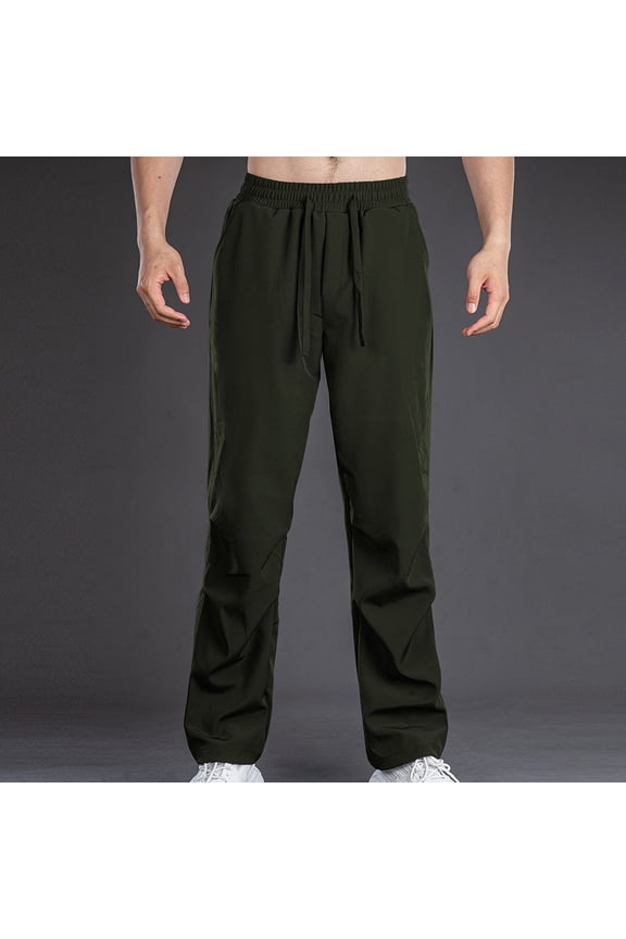 Men's Summer Swim Long Pants Quick-Dry Solid Color Drawstring Waist with Side Pockets Beach Board Pants for Men Sweatpants Jogger Trousers,M,Army Green