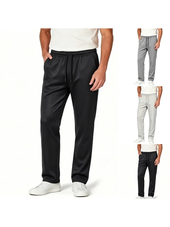 Men's Summer Thin Straight Leg Cargo Pockets Drawstring Elastic Waist Lightweight Breathable Sport Workout Pants