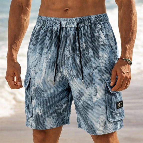 Yaoyar Men's Summer Tie Dye Cargo Shorts Trendy Loose Straight Leg Casual Relaxed Fit Soft Fade Resistant Sport Shorts