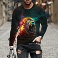 thumbnail image 1 of Yaoyar Men's T-Shirt Novelty Long Sleeve Tops 3D Lion Graphic Print Pullover Blouses Casual Round Neck Leisure Holiday Tees,Multicolor,XL, 1 of 5