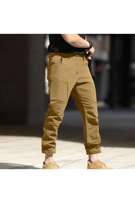 Men's Tactical Cargo Pants Military Inspired Durable Fabric with Multiple Secure Pockets for Hiking Work Duty Outdoor Pants Trousers,XL,Khaki