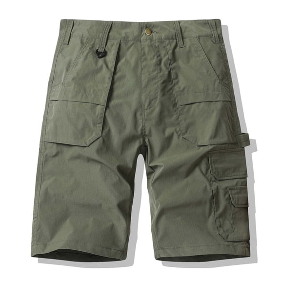 Yaoyar Men's Tactical Cargo Shorts Button Fly Adjustable Waist Multiple Utility Pockets Relaxed Fit Outdoor Adventure Shorts,Army Green,L