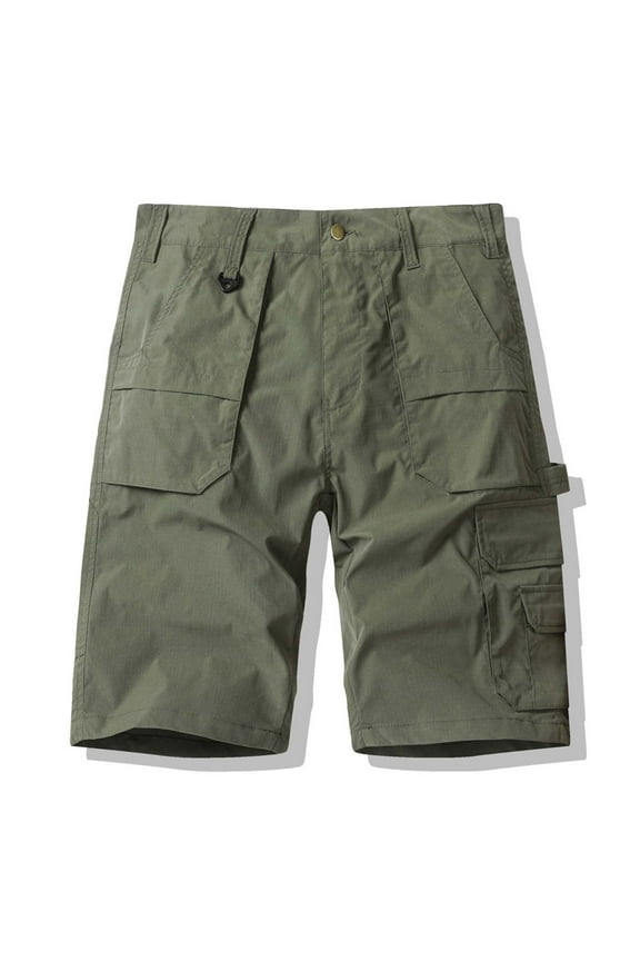 Men's Tactical Cargo Shorts Button Fly Adjustable Waist Multiple Utility Pockets Relaxed Fit Outdoor Adventure Shorts,Army Green,M