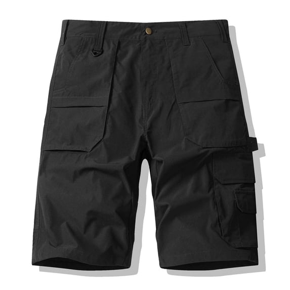 Yaoyar Men's Tactical Cargo Shorts Button Fly Adjustable Waist Multiple Utility Pockets Relaxed Fit Outdoor Adventure Shorts,Black,XL