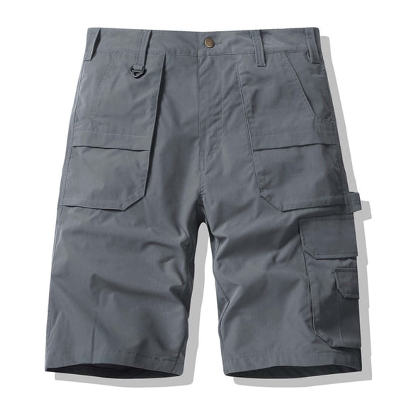 Yaoyar Men's Tactical Cargo Shorts Button Fly Adjustable Waist Multiple Utility Pockets Relaxed Fit Outdoor Adventure Shorts,Gray,XL