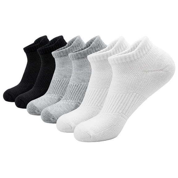 Men's Terry Basketball Crew Socks 6 Pairs, Breathable Shock Absorbing Athletic Socks for Running Training