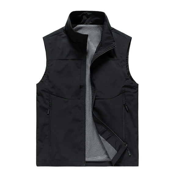 Yaoyar Men's Thin Sports Multi-bag Casual Quick-drying Loose Mountaineering Tooling Outdoor Jackets Utility Lightweight Outdoor Travel Fishing Vest Black 3XL