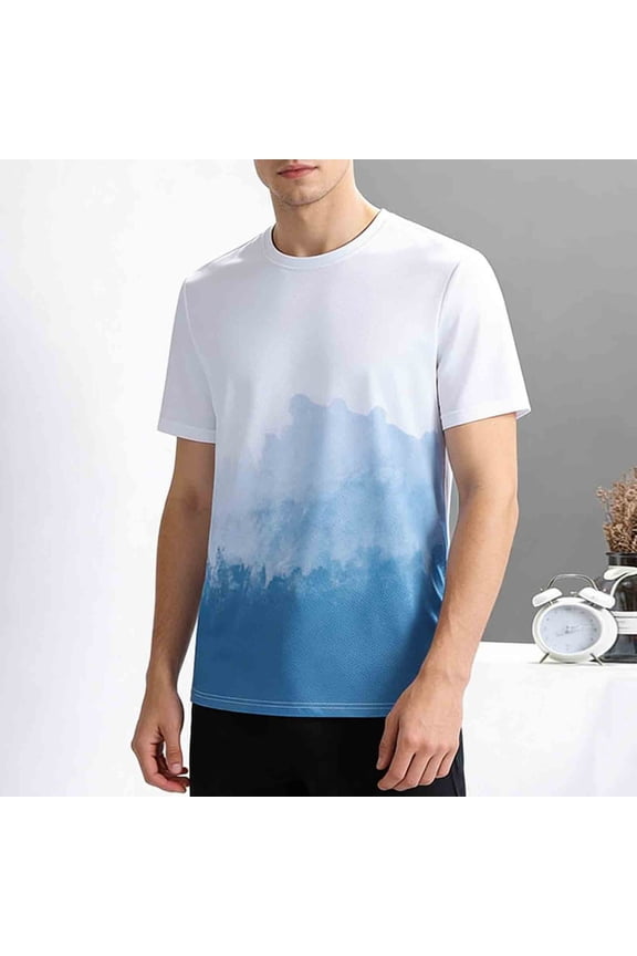 Men's Tie Dye Quick Dry Athletic T-Shirt Basic Loose Crewneck Pullover Summer Casual Short Sleeve Workout Tee Shirts