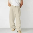 thumbnail image 1 of Yaoyar Men's Travel Ready Pants Linen-Like Wrinkle-Resistant Fabric Straight Leg with Zippered Security Pockets Casual Trousers,M,Khaki, 1 of 5