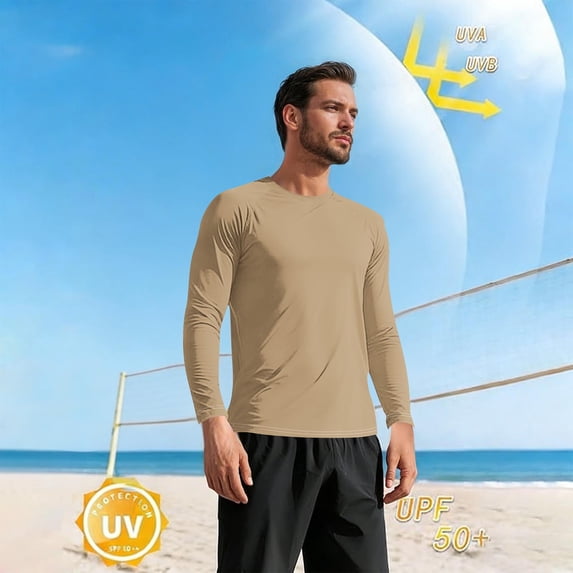 Yaoyar Men's UPF 50+ Rash Guard Quick-Dry Long Sleeves Shirts, Swim Fishing Shirts UV Sun Protection Shirts for Men