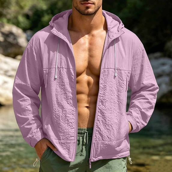 Yaoyar Men's UPF 50+ Sun Protection Hoodie Jacket Full Zip Light Long Sleeve Performance Fishing Shirts Hiking Outdoor