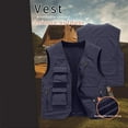 thumbnail image 1 of Yaoyar Men's Utility Cargo Vest Outdoor Fishing Travel Work Photo Vest with Pockets Solid Vest Coat Stand Collar Sleeveless Hoodless Jacket Tank Tops Dark Blue L, 1 of 5
