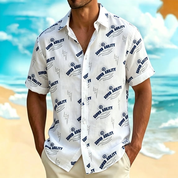 Yaoyar Men's Vibrant Hawaiian Print Short Sleeve Camp Collar Shirt Breathable Lightweight Summer Vacation Tee