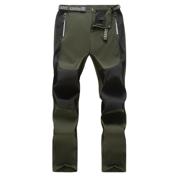 Yaoyar Men's Weather Ready Trekking Trousers Solid Color Panel Design with Button Zipper Placket Athletic Pockets Water Resistant Quick Dry Fabric Full Length Pants,XL,Army Green